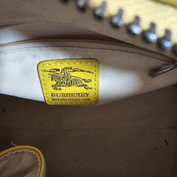 Burberry Beige and Yellow Plaid Satchel - Picture 9 of 9
